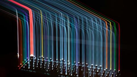 Multicolored lines coming from a keyboard