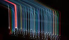 Multicolored lines coming from a keyboard